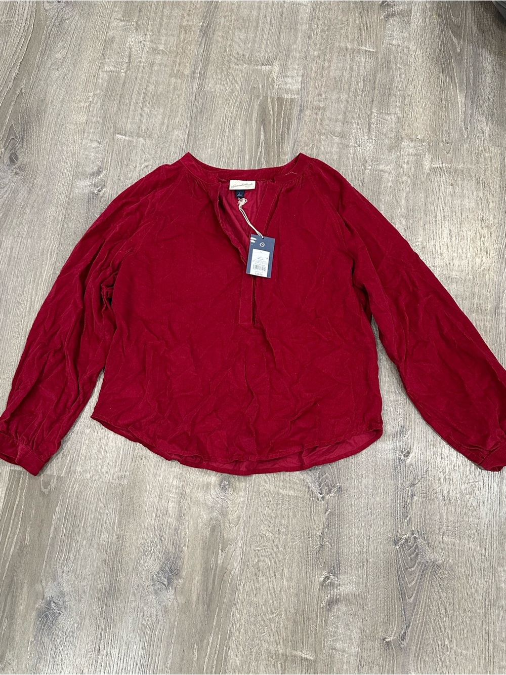 Universal Thread Red Long-Sleeve V-Neck Peasant Blouse